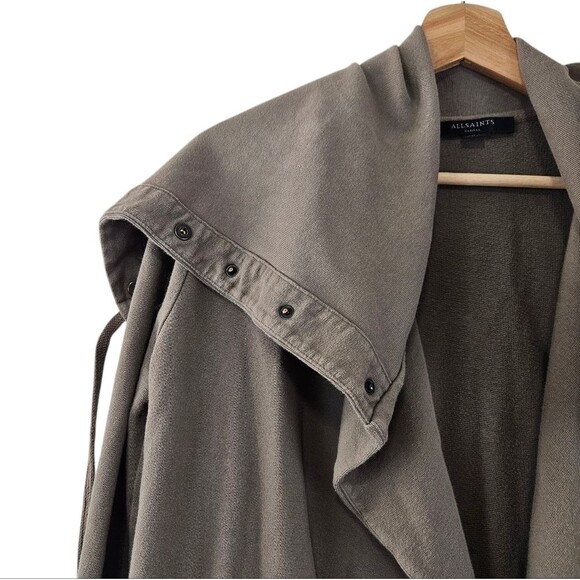 AllSaints Brooke Sweat Knit Jersey Waterfall Front Brown Jacket womens size Smal - Picture 4 of 9